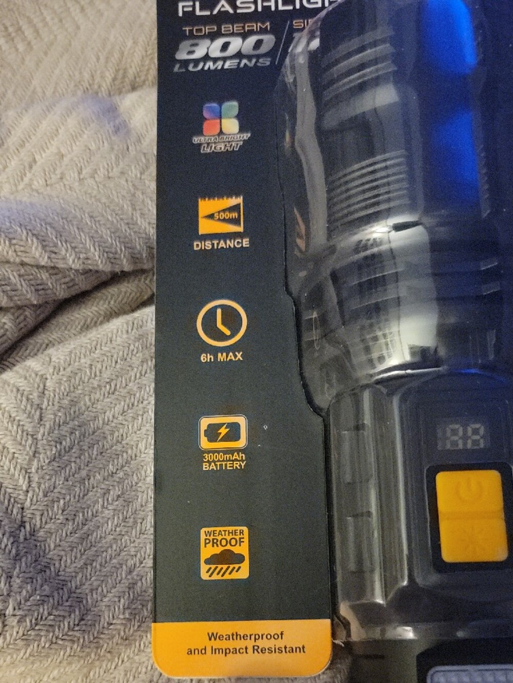 Rechargeable Black Flashlight - Multi-Beam LED - Picture 3 of 10